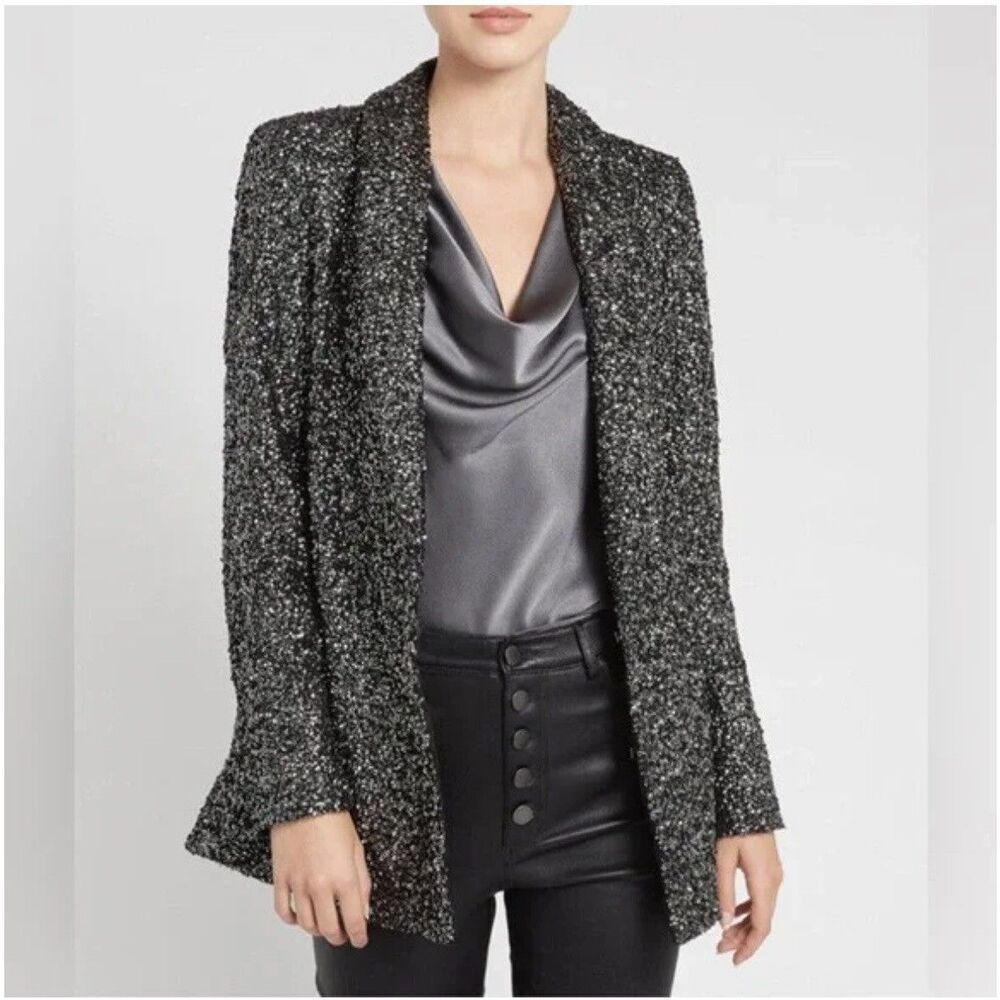 NWT Alice + Olivia Jace SMALL Sequin Oversize Blazer Jacket Coat Metallic Silk